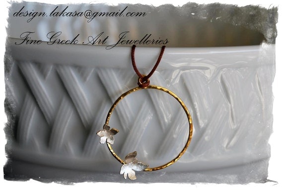 Butterfly Flower Necklace Silver 925 Gold Plated Jewelry Lakasa e-shop