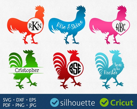 Download ROOSTER SVG DXF Rooster monogram Circle frame Cricut Cock ...