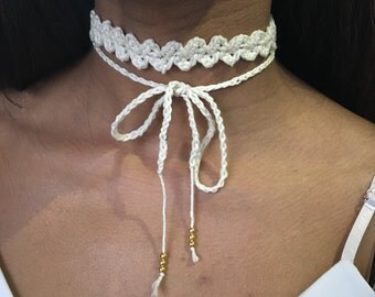 Zig zag crochet choker, Crochet necklace, Handmade choker, Handmade necklace, Handmade jewelry, gift for her, choker, summer accessories