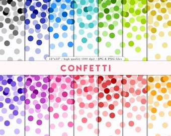 Confetti digital paper Confetti clipart Confetti PNG & JPG Colorful confetti Confetti backgrounds for scrapbooking Instant download