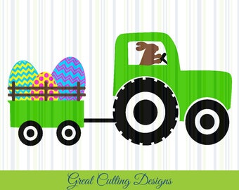 Easter SVG Cut File easter tractor svg DXF cut file Cricut svg Silhouette svg Vinyl Cut File Cricut cut file dxf file easter egg svg vinyl