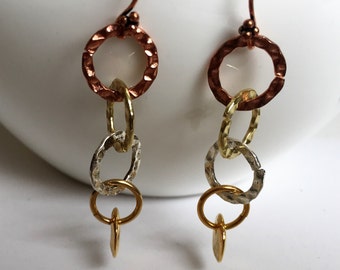 Long Mixed Metal Dangle earrings