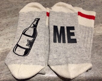 Beer (silhouette of a beer bottle) ... Me (Socks)