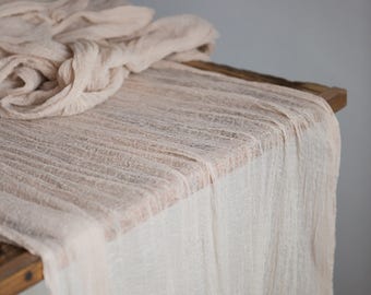 Sand Gauze Runner for Weddings Special Events Centerpieces Runner, Cheese cloth Runner, Table Hand Dyed runner, Cotton Scrim, Cheesecloth