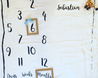 Baby Milestone Blanket - Personalised option, perfect new mum, baby shower, baby gift (gift packaging included)