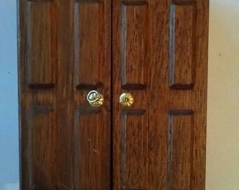 Miniature Wardrobe, Wood, Dollhouse Cabinet