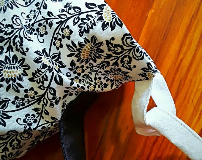 Yoga Mat Bag - Floral Black, Gold and White Yoga Bag - Gift for Her - Exercise Mat Bag