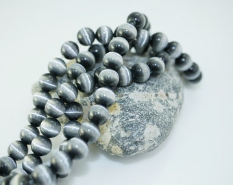 Gray Cats Eye Beads 6mm Beads Full Strand Fiber Optic Beads (68) X222