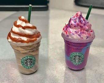 Starbucks Inspired Unicorn Frappuccino/ Caramel Frappuccino Charm/Necklace