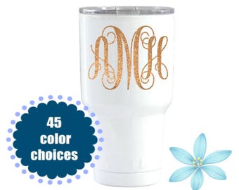 Monogram Decal, Monogram Tumler Decal, Monogrammed Sticker, Yeti Monogram, Cup Decal, Monogrammed Sticker, Decal For Women, Initials Decal