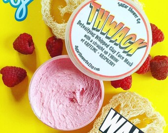 THWACK Detoxifying Whipped Clay Face Mask - CAFFEINE + RASPBERRY - Clay Mask - Acne Masque