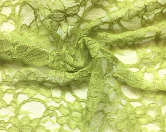 Lace Fabric, Fabric by the Yard - Chartreuse Lace, Green Lace