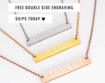 Custom Necklace, Personalized Name Bar Necklace, Name Necklace, Personalized Necklace, Name Plate Necklace,NamePlate Necklace, Birthday Gift