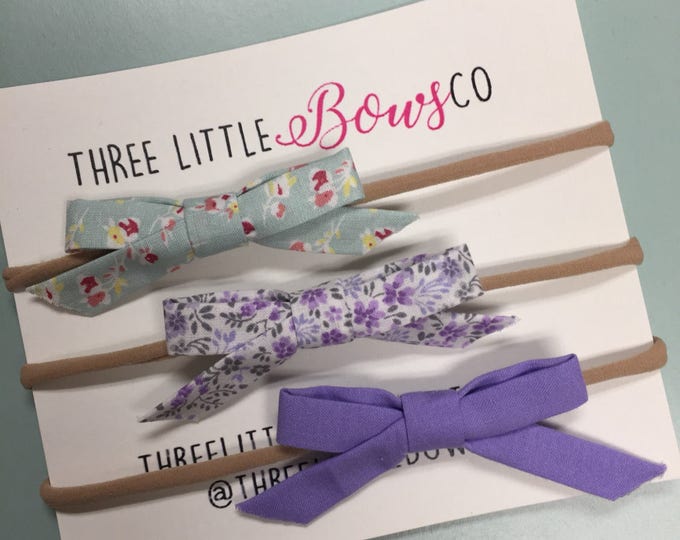 Lovely Lavender {Set of 3 Arabella fabric hair bows}