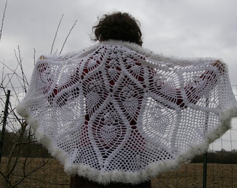 Crochet shawl. White shawl.