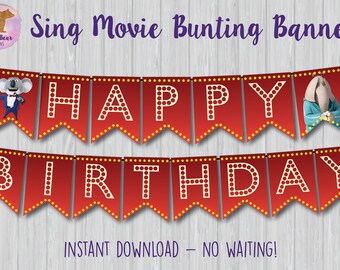 Sing Movie Banner, Sing Bunting Banner, Sing Party Decoration, Sing Party Banner, Sing Birthday Sign, Sing Movie Sign, Sing Printable