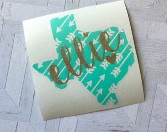 Texas yeti decal, texas yeti sticker, Arrow sticker, yeti sticker, tumbler deal, gold glitter arrow decal, mint texas decal, texas