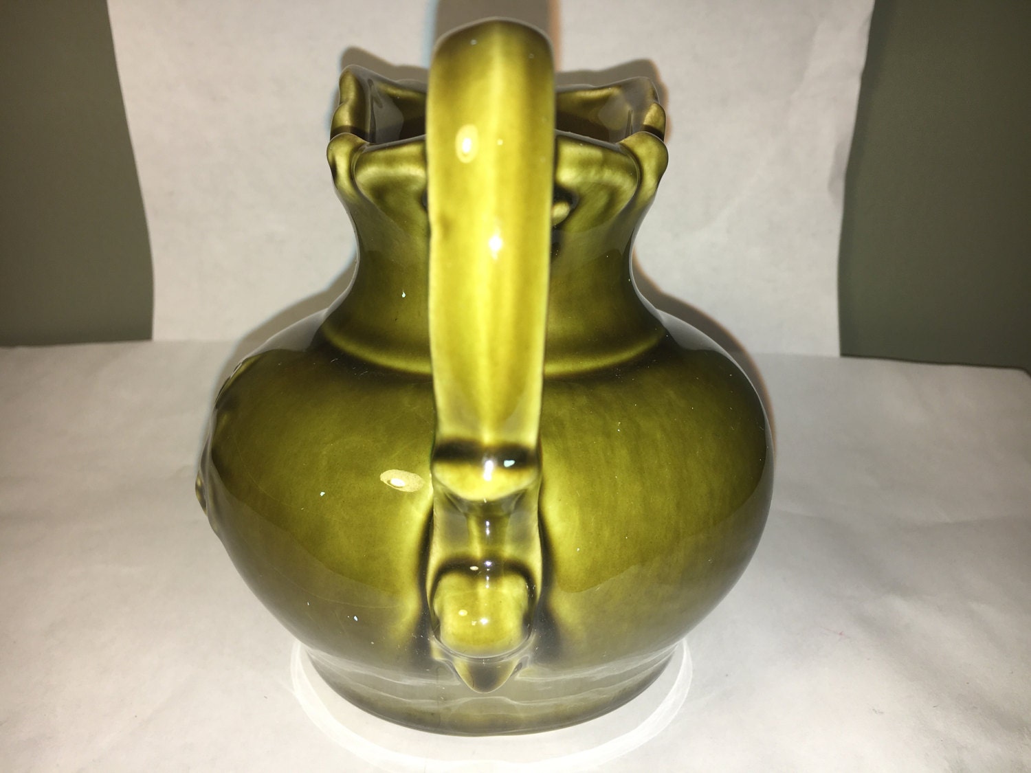 Vintage McCoy Pitcher, Collectible Creamer, Small Green Water Tea