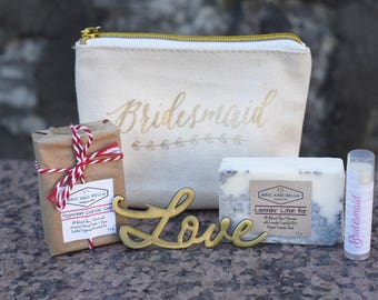 ONE Bridesmaid Gift Set - Bridesmaid makeup bag - asking bridesmaid - Will you be my bridesmaid - bridesmaid thank you present