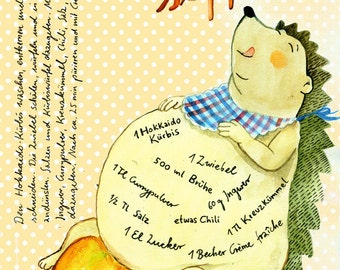 Pumpkin soup - illustrated recipe postcard