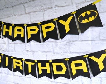 25%OFF BATMAN Birthday Banner ~ Photo Prop ~ Boys Birthday Party Decorations ~ Happy Birthday ~ Superhero Decorations ~ Superhero Birthday P