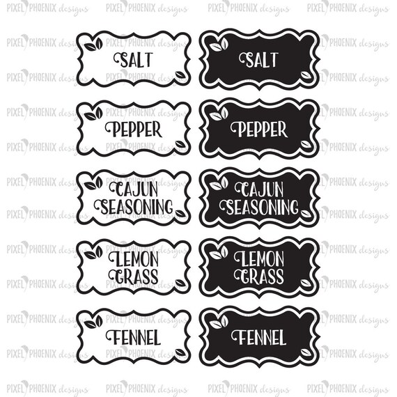 Spice Jar Labels SVG cut file kitchen vinyls herbs and