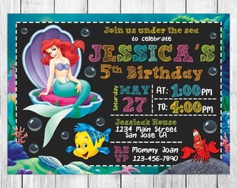 Little Mermaid Invitation, Little Mermaid Birthday, Little Mermaid Invites, Little Mermaid Party, Little Mermaid Printable, Custom, Evite