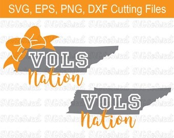 Vols Nation, Tennessee Volunteers, TN Vols Nation Bow, SVG, PNG, Eps, Dxf, Silhouette Cutting Files