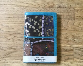 Blue embroided Indian patchwork diary (handmade recycled paper)