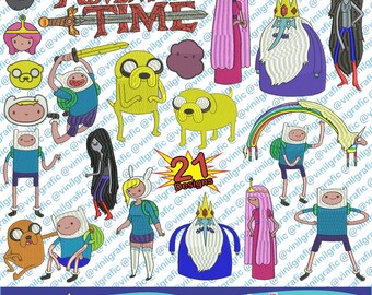 Adventure Time Kit of 21 Embroidery Designs Sewing Patterns Kit Brother pes dst hus jef emb with Resizer Converter Software Included