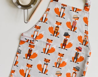 Child's Apron 5-7 years, Children's Apron, Kids Apron, Montessori Apron, Fox Apron, Girls Apron, Boys Apron, Art Smock