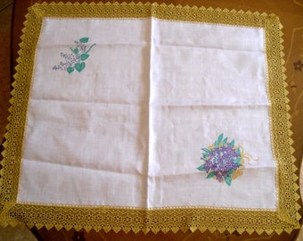 Hand painted on linen doilies