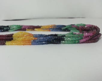 Multi Precious Faceted Rondelle Beads, Multi Sapphire Beads, Precious Beads, Ruby Beads, Sapphire Beads, Emerald Bead, Precious Rondelle