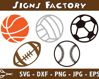 Baseball svg - Football svg - Basketball svg - Soccer Ball svg - Volleyball svg - dxf - studio cut file
