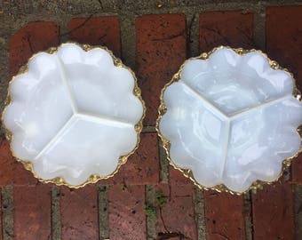 Milk glass plates