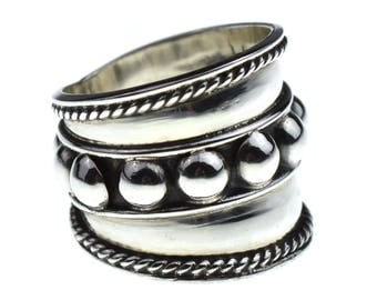 Bali Wide Band Sterling Silver Ring
