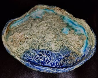 Cceramic Turqoise and Blue Tide Pool Dish