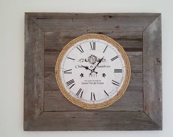 French Country Weathered Grey Barnboard Clock