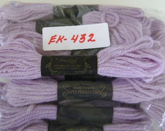 Yarn, Paragon, 100% Wool Crewel Needlepoint, Color #429 Lilac, 8.8 Yard Skeins