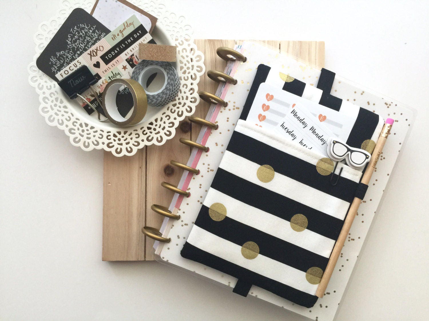 Striped planner cover planner accessories bag BUJO bag
