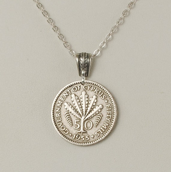 Cyprus Coin Jewelry Necklace 1955