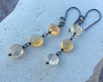Mexican Fire Opal Earrings, Sterling silver, mixed metals, Sterling silver and gold filled