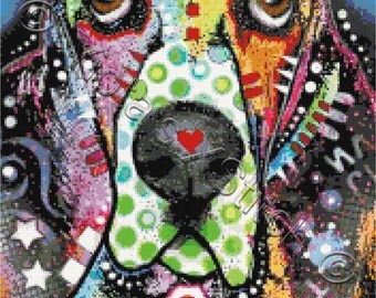 Basset Hound (deaexl138648) by Dean Russo counted cross stitch kit