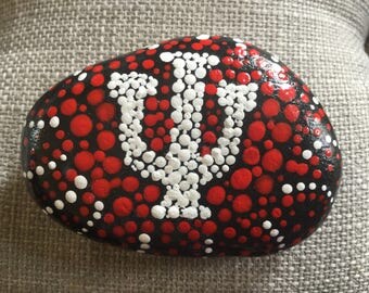 Hand painted Stone, Indiana University, rock, paperweight