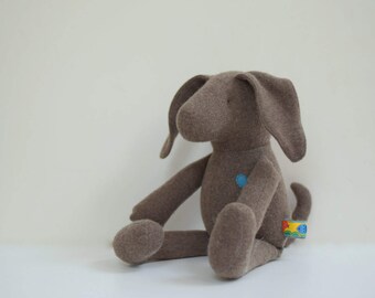 brown Dog handmade doll plush dog Eco friendly toy Waldorf ooak doll upcycled soft wool toy unique Heirloom gift idea bubynoa Best Friend