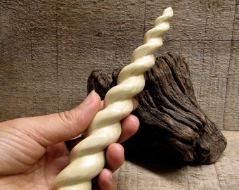 Spiral carved Holly wooded hair stick, Unicorn style by Tanja Sova