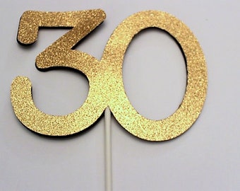 30th Birthday Cake topper - 30 Cake topper - 30th Birthday decoration - Gold Cake topper - party decorations - Custom topper - any color