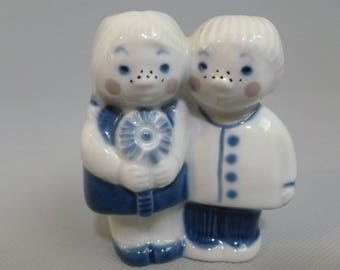 Vintage Porsgrund Norway Boy and Girl Blue Figurine