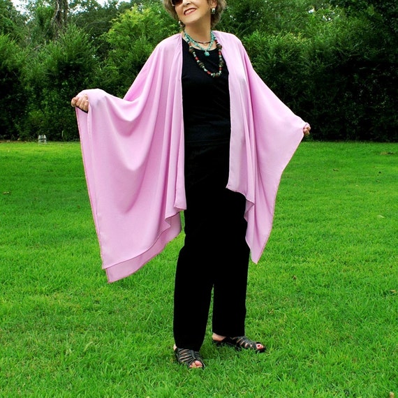 Mauve or Pink Lilac-Lightweight Shawl Wrap Coverup Cape