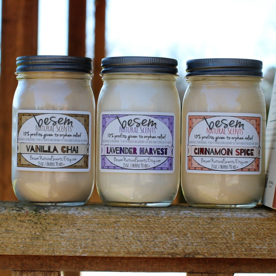 Artisan Soy Candles // 3 natural soy candles by BesemNaturalScents